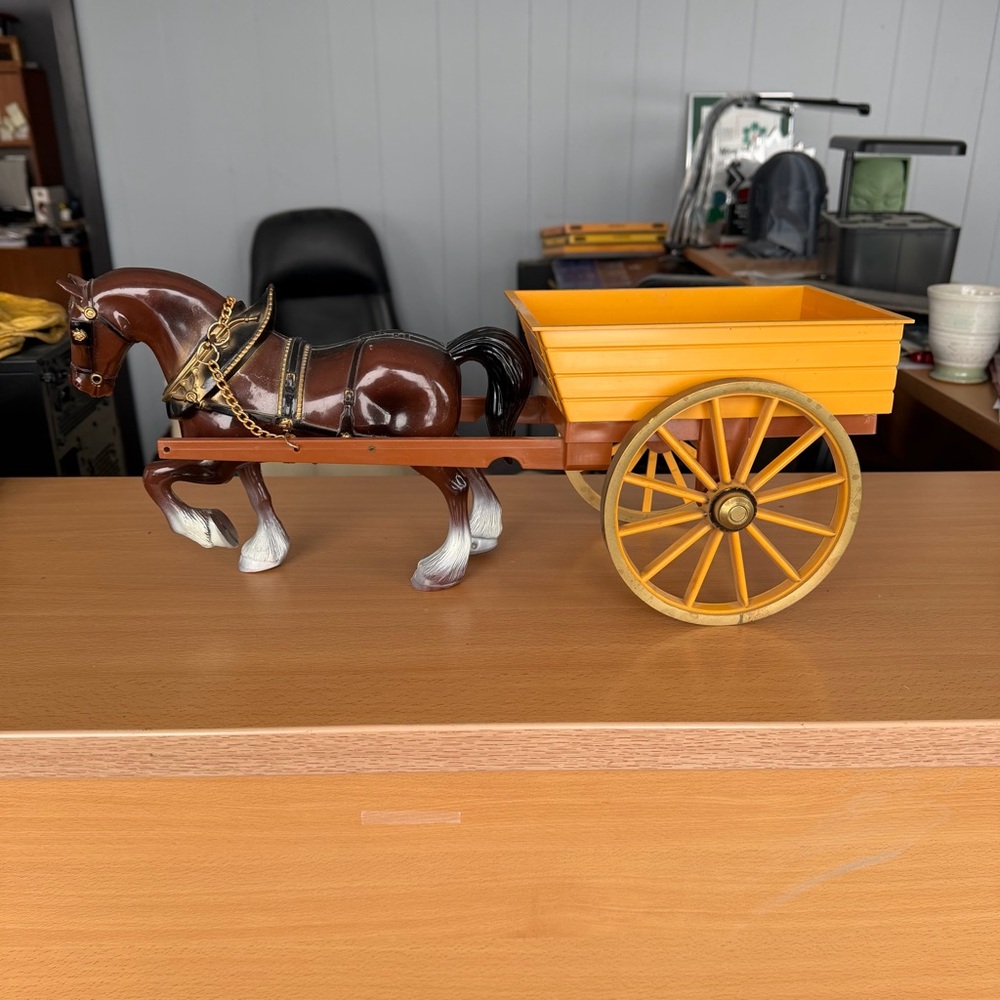 Vintage Horse and Wagon Toy Made in Hong Kong